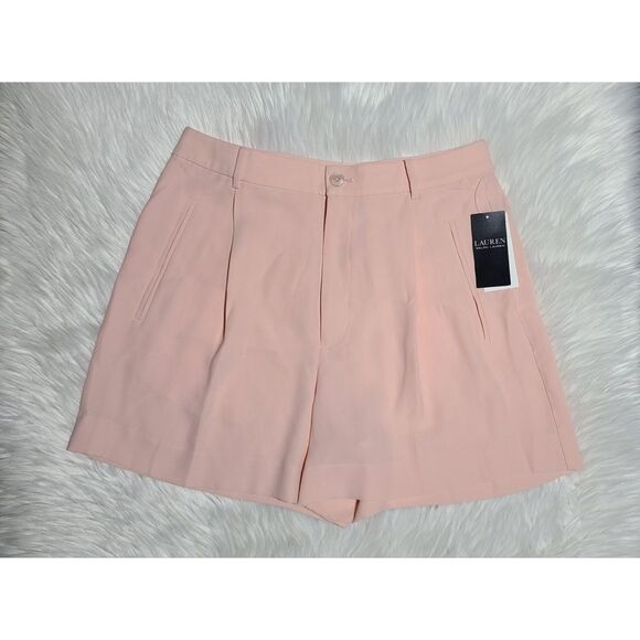 NWT|Lauren Ralph Lauren Pleated Georgette Shorts, Pale Pink, 6 - Picture 5 of 12
